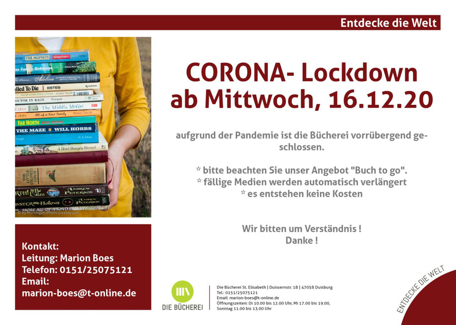 CORONA-Lockdown ab Mittwoch, 16.12.20