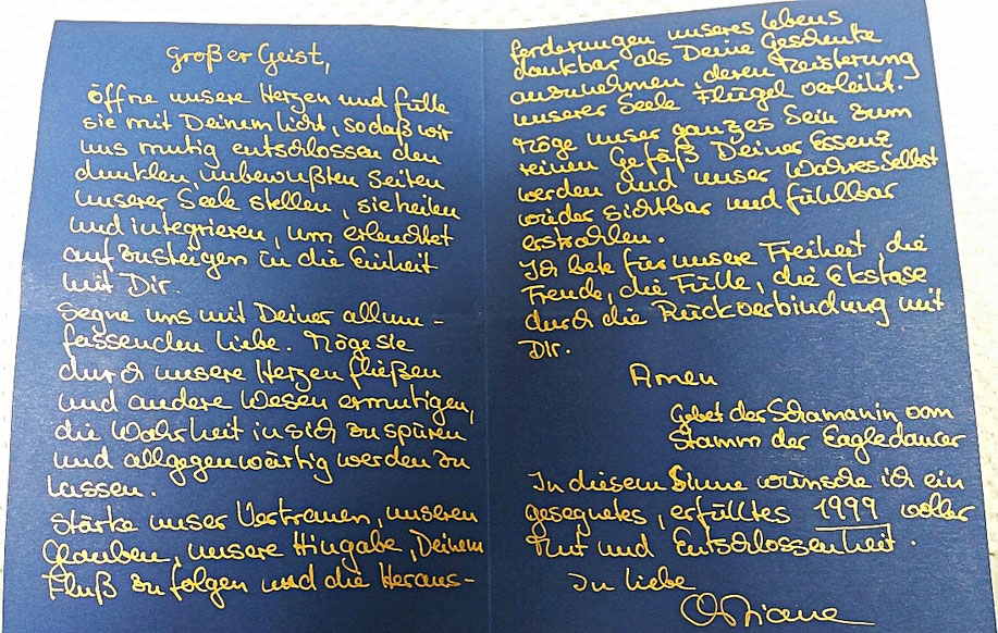 Großer Geist, öffne unsere Herzen und fülle sie mit Deinem Licht ...