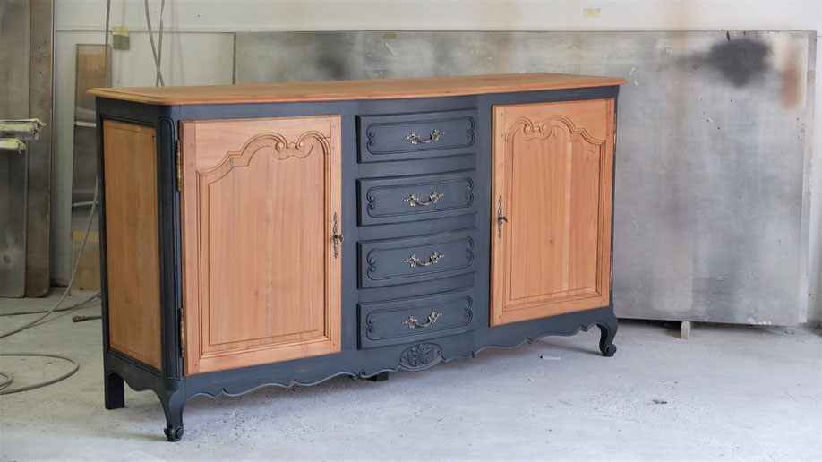 enfilade en merisier brut et anthracite anthonee 