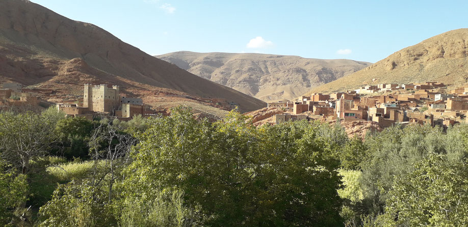 Vallée des milles kasbah.Au loin la grande kasbah,  faite de montagne.