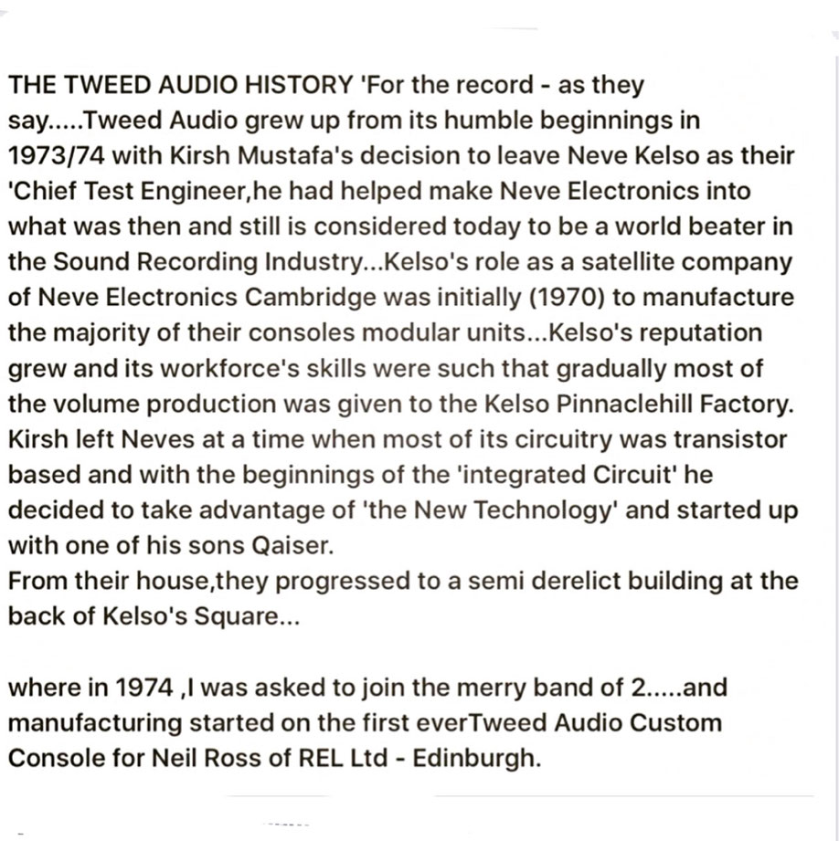 TWEED AUDIO - The History