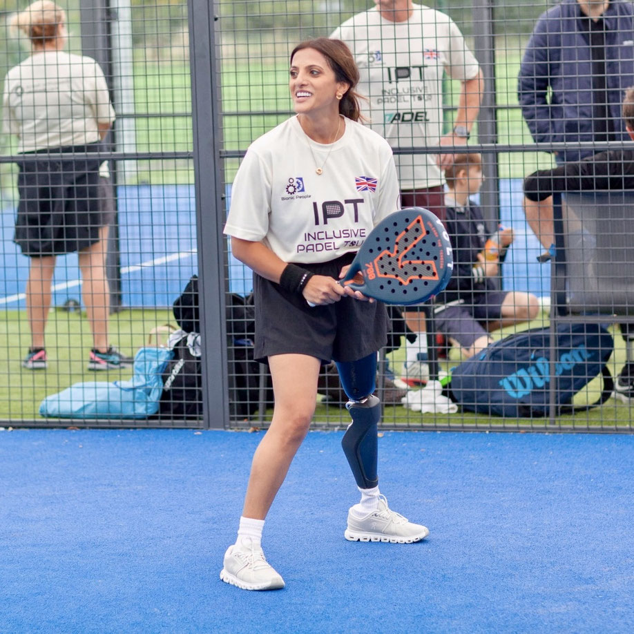 Sheena in her happy place: The padel court (picture courtesy of Sheena Varsani).