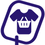 Symbol eines T-Shirts mit einem Einkaufskorb darauf, umgeben von einem abgerundeten Rahmen
