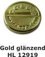 Logoplättchen für Taschen rund gold glänzend