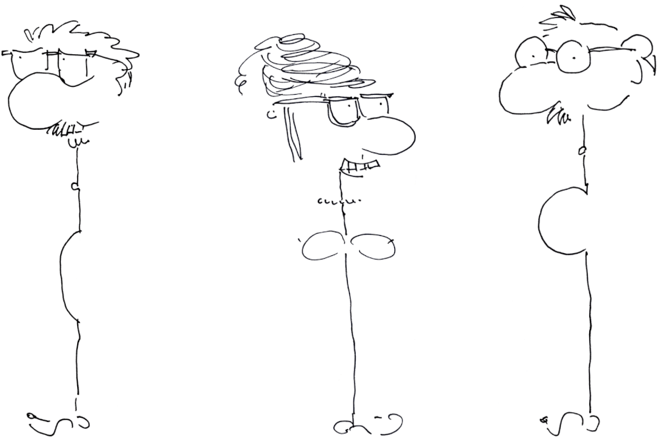Illustration von Dominik, Simone und Ernst, Inhaber der Egli+Partner AG