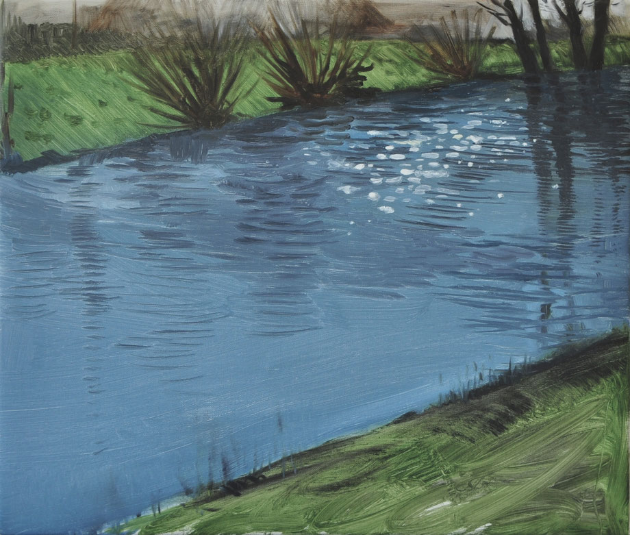 Sunlight on water, oil on linen, 55x65cm