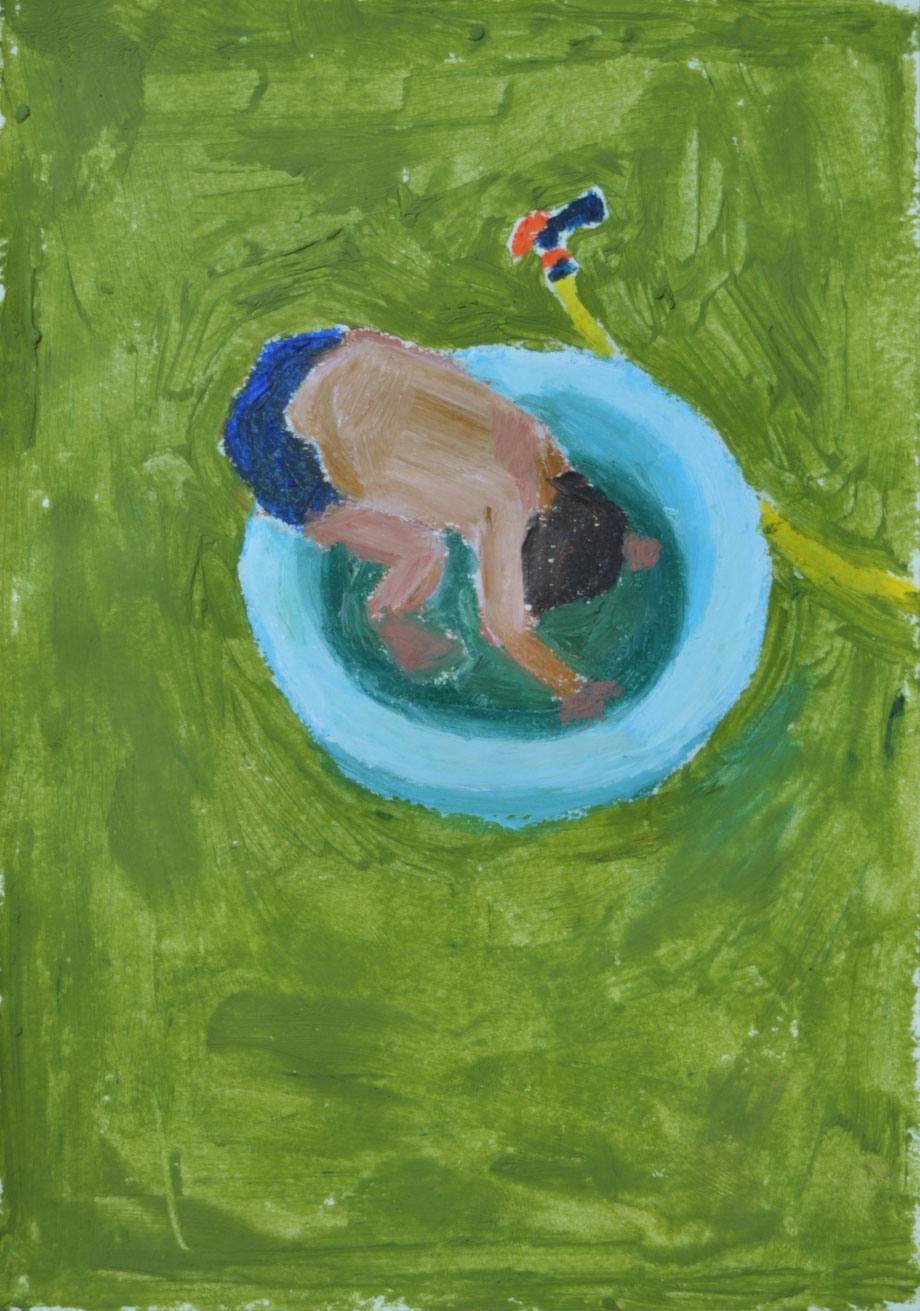 Summertime, oil pastel on paper, 18x13cm