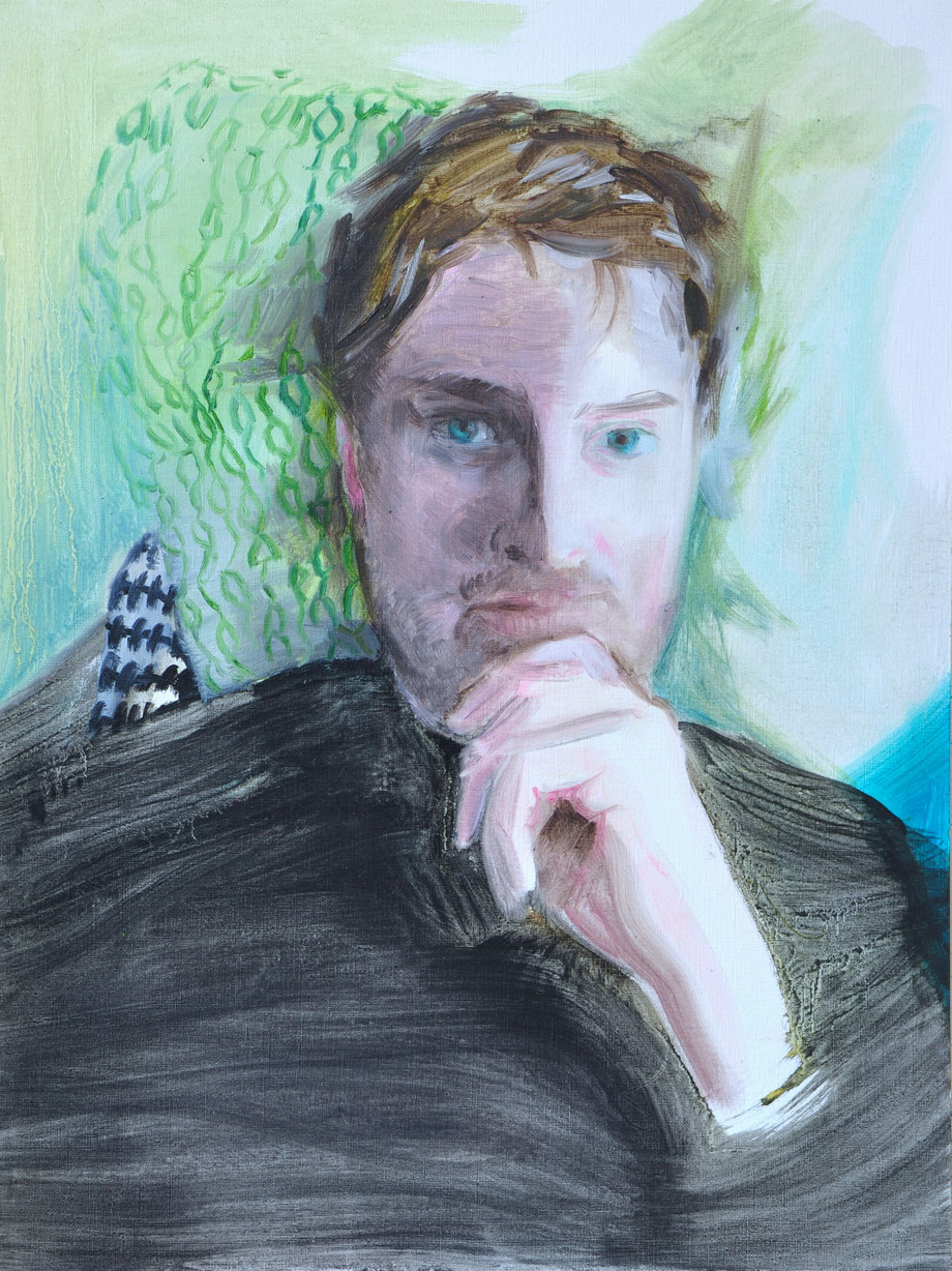 Blue green grey, oil on paper, 56x42cm