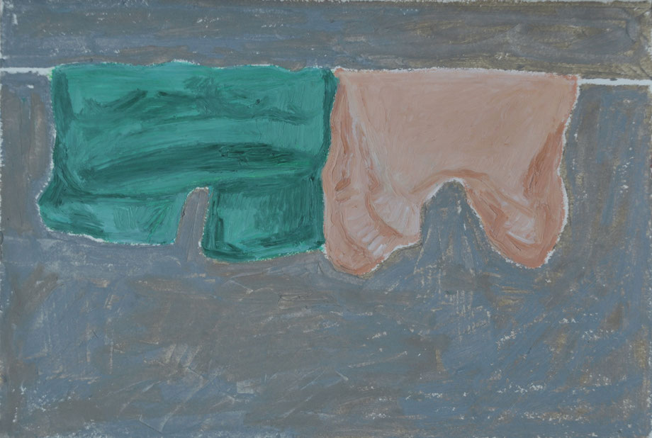 Indro and Aalo, oil pastel on paper, 17x25.5cm