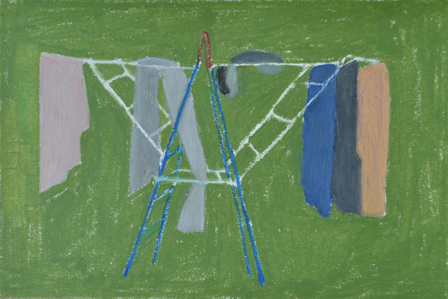 Holiday as four!, oil pastel on paper. 17x25.5cm