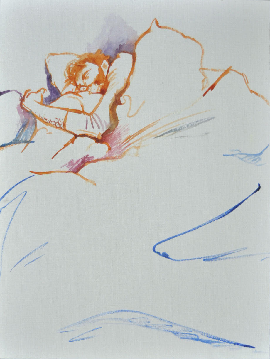 Erik sleeping, water colour on paper, 40x30cm