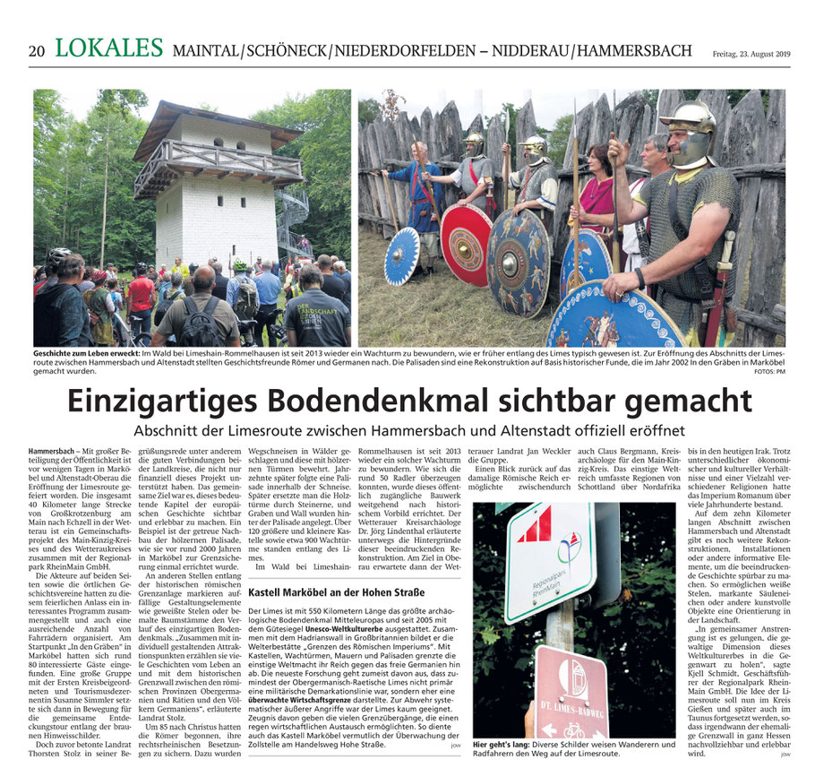 Hanauer Anzeiger vom 23.8.2019 / Mit freundlicher Erlaubnis des Hanauer Anzeiger; vielen Dank!