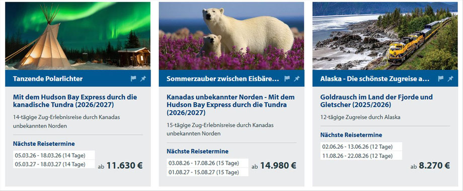 Kanada per Zug und Alaska per Schiff erkunden...