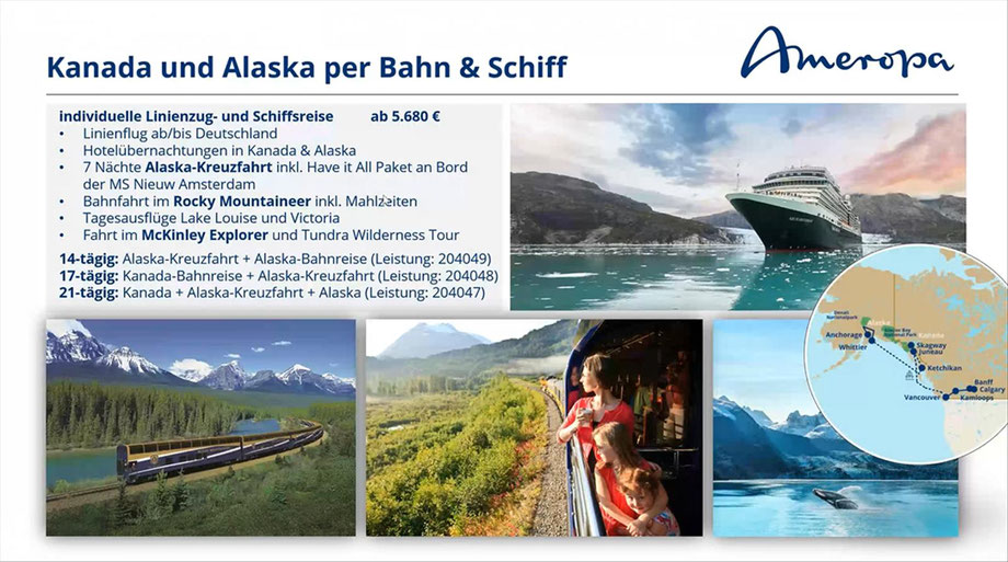 Kanada & Alaska  mit der Bahn und Schiff entdecken...