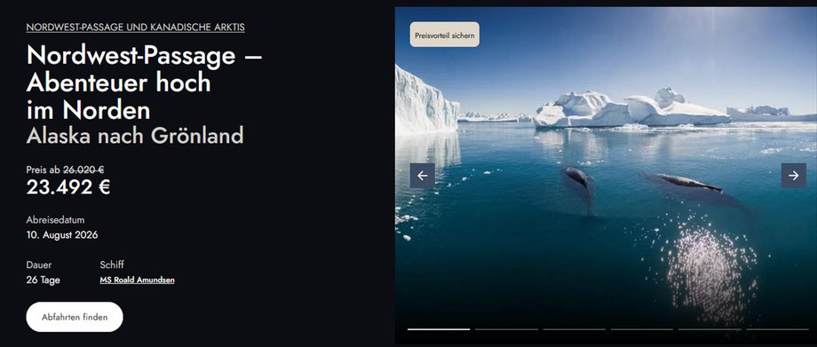 Abenteuer hoch im Norden Expeditionen Nordwestpassage Alaska und Grönland entdecken...ab 2.528 € günstiger...