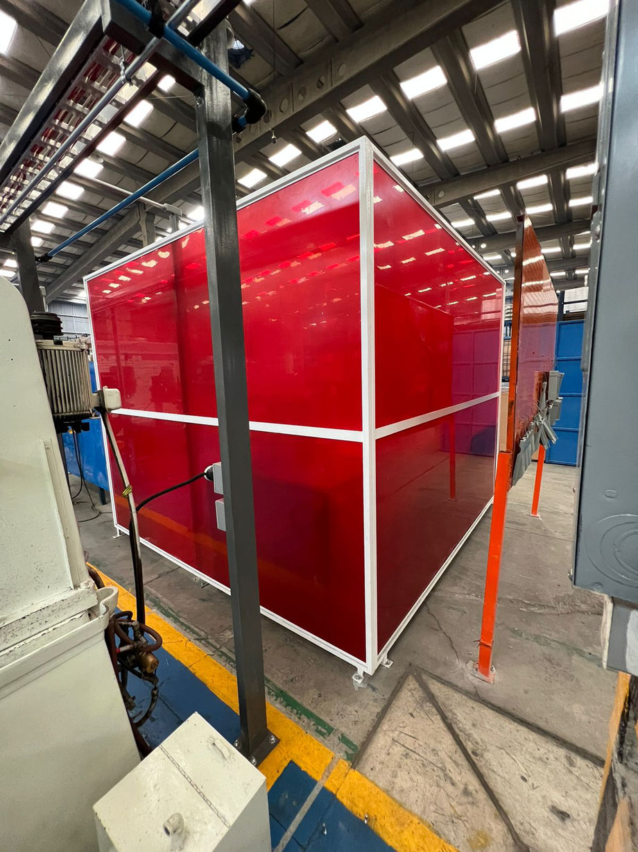 Plastico rojo antichispa para caseta de soldadura