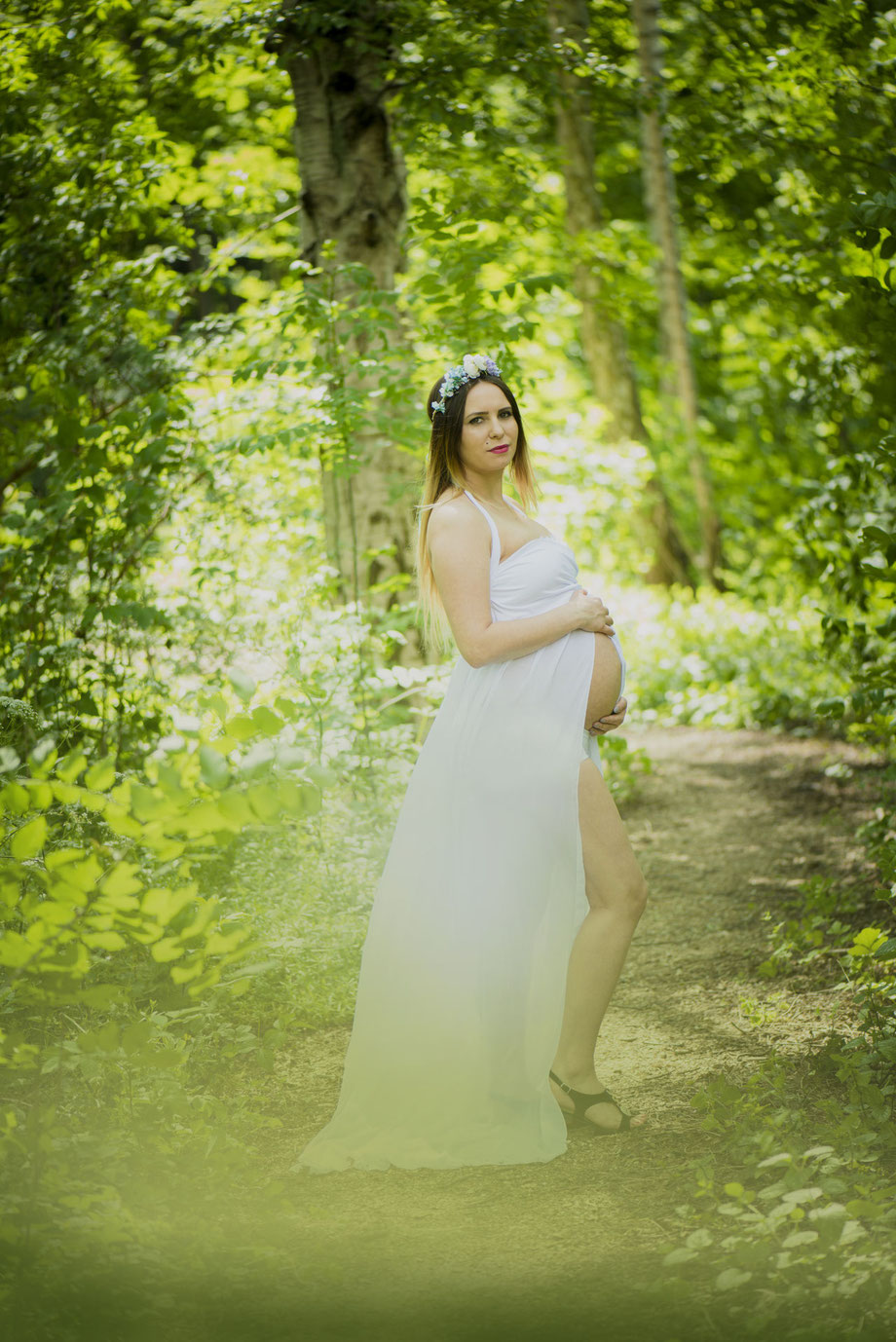 white summer maternity dress