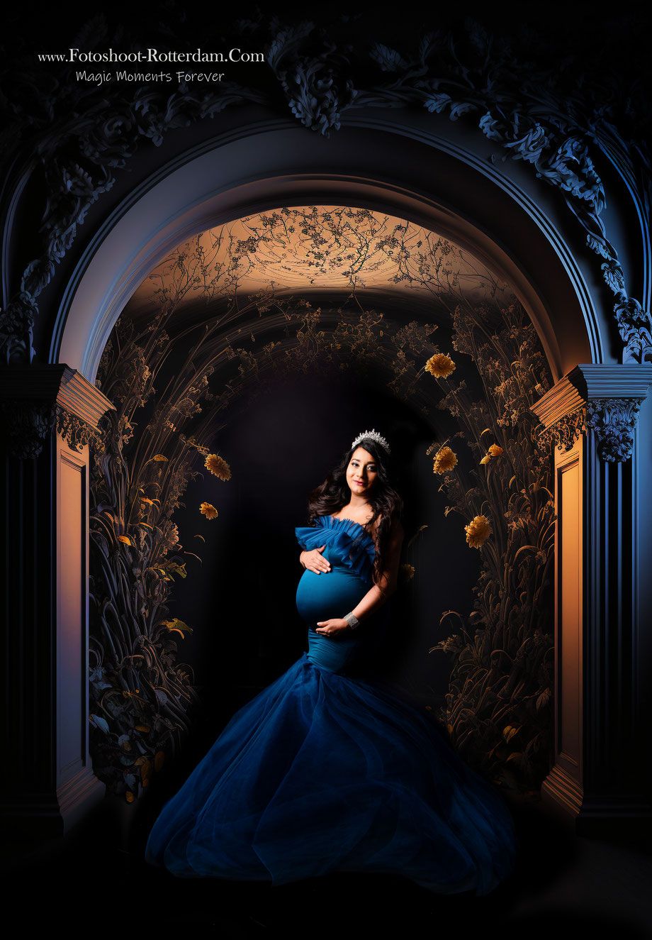 elegant blue pregnancy shoot