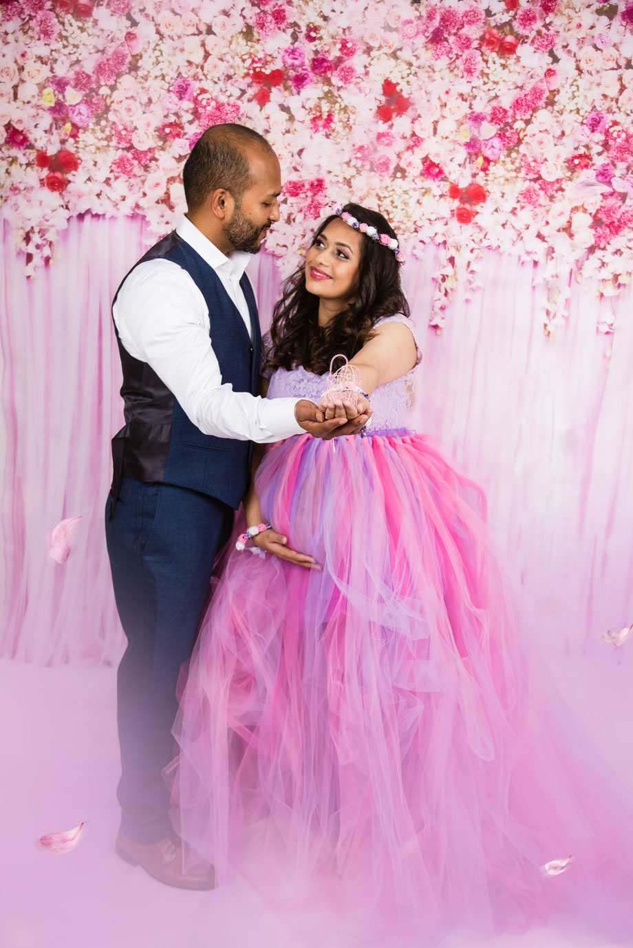 colorful pink maternity dress