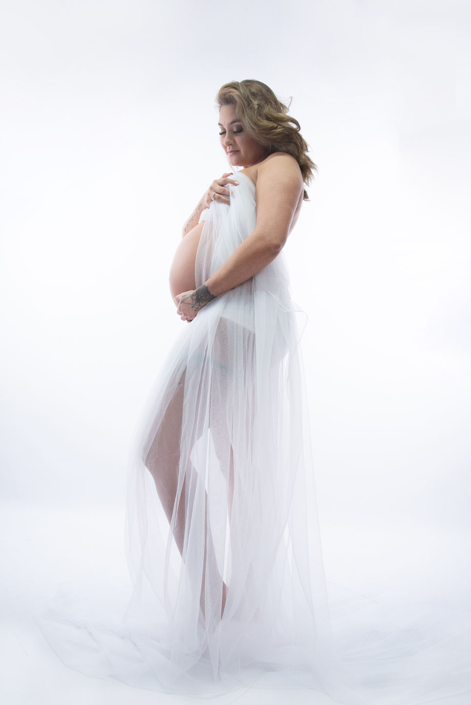 simple white maternity dress