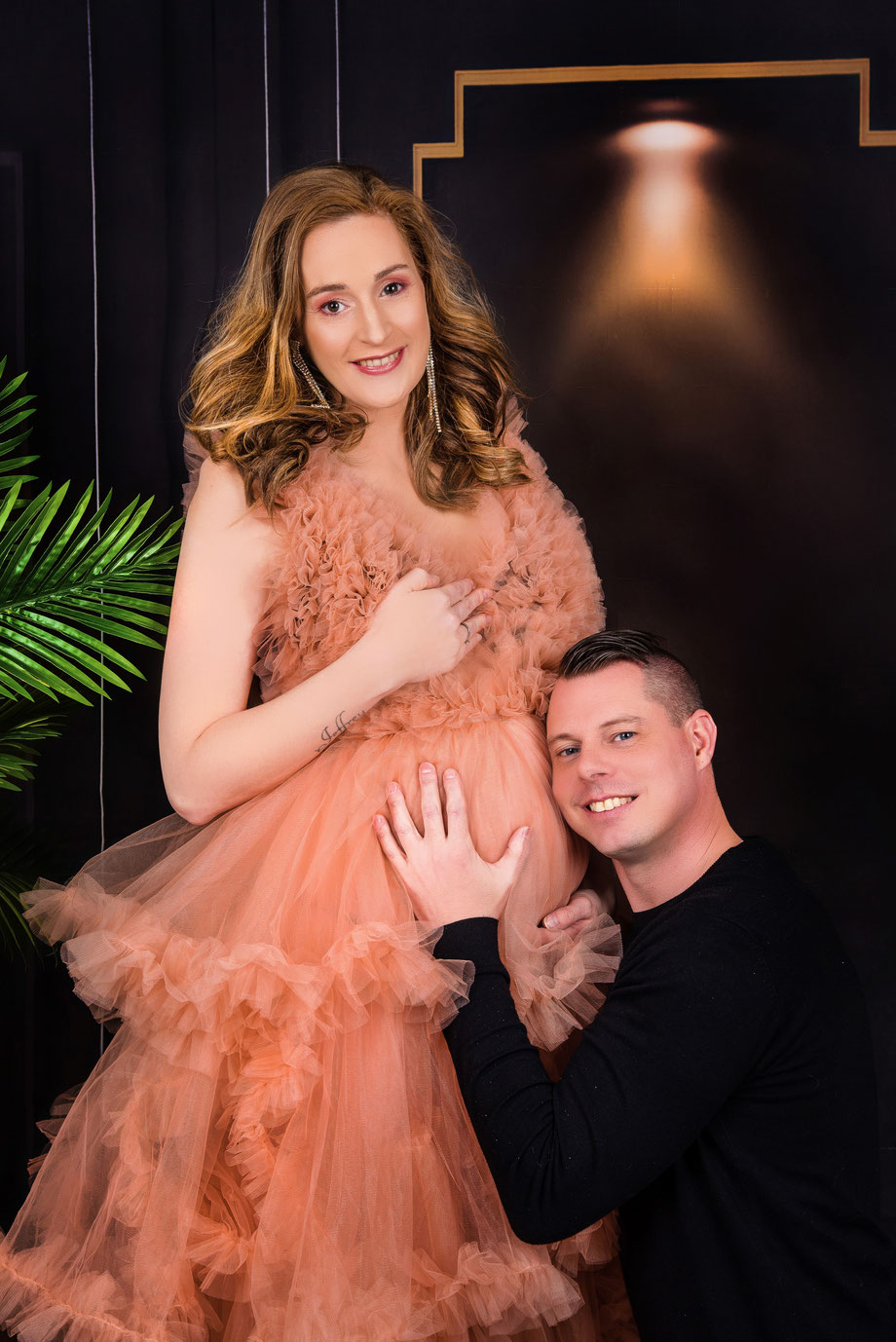 couple pregnancy shoot with elegant dress