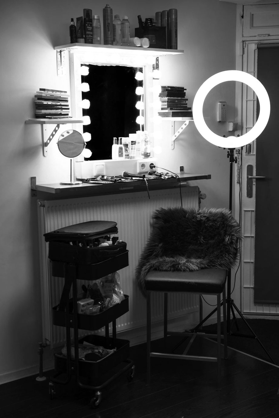 make-up mirror in photo studio