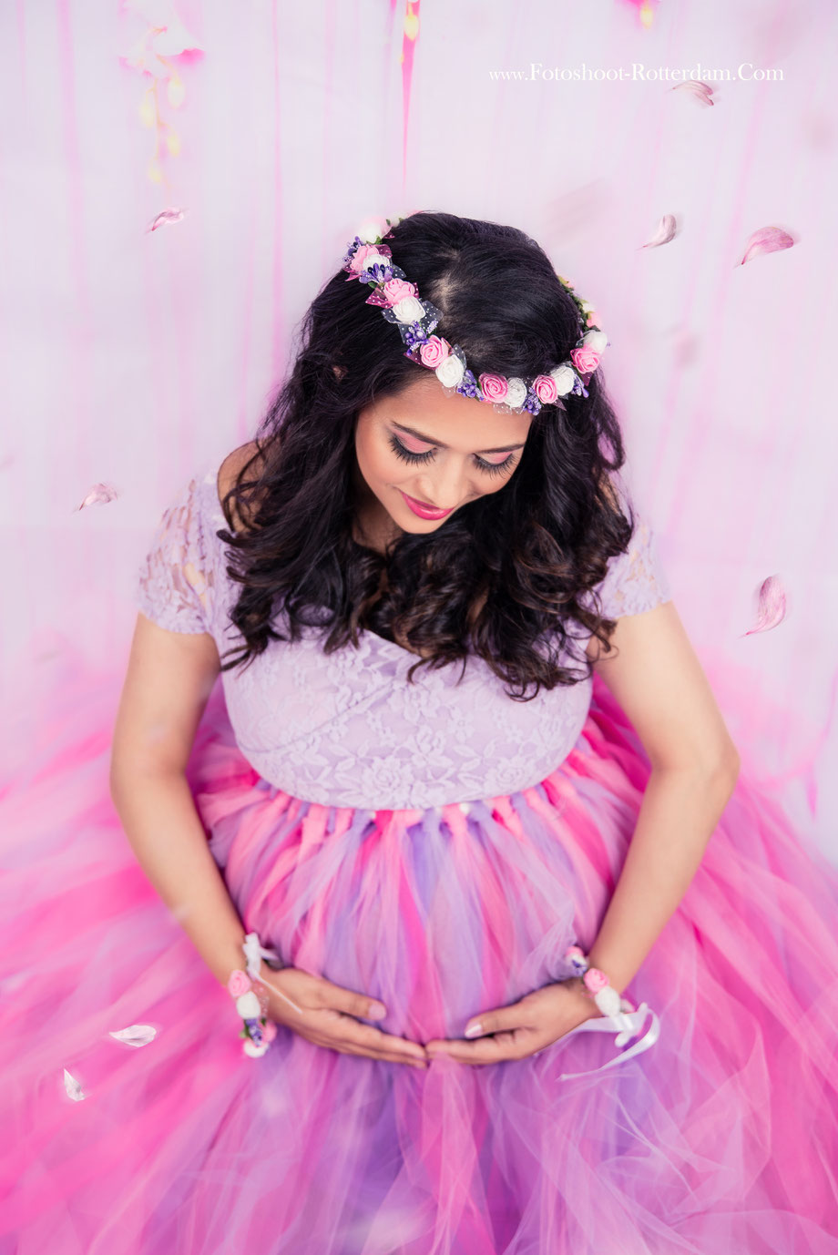 close up of pregnant woman in dress