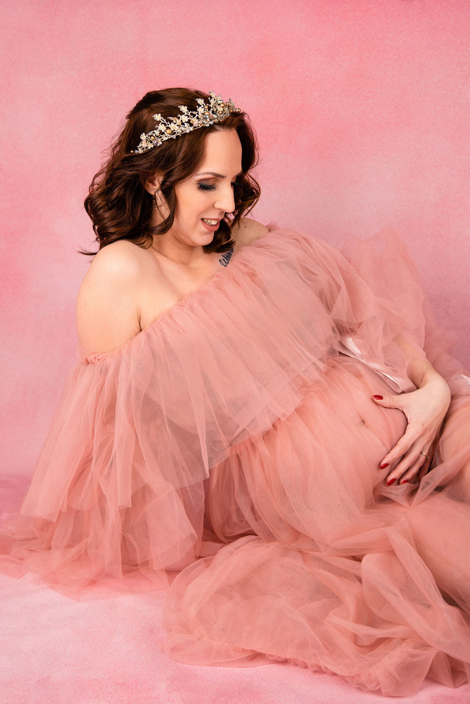 maternity dress in salmon pink