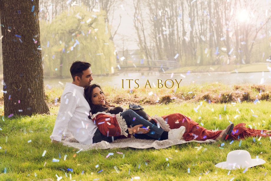 pregnancy shoot with confetti