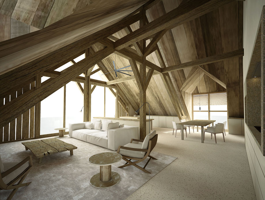 Rénovation d'un chalet dans les Alpes. L'appartement de location.