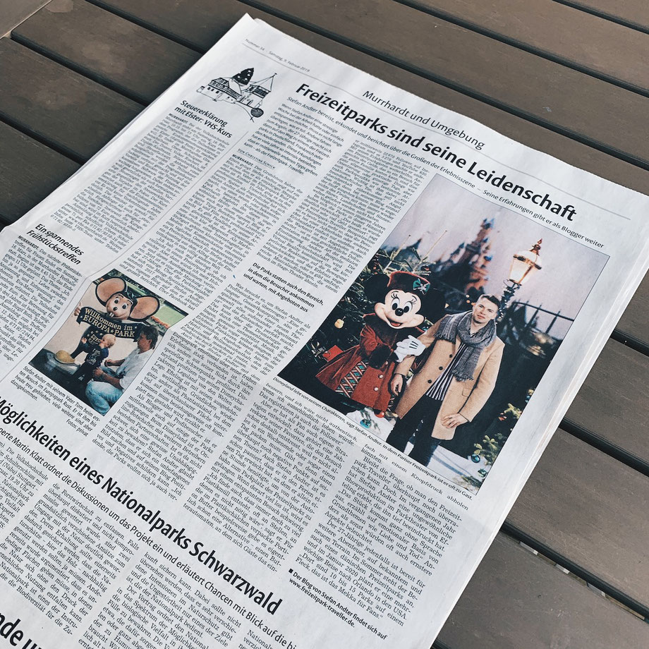 Erster Freizeitpark Traveller Zeitungsartikel