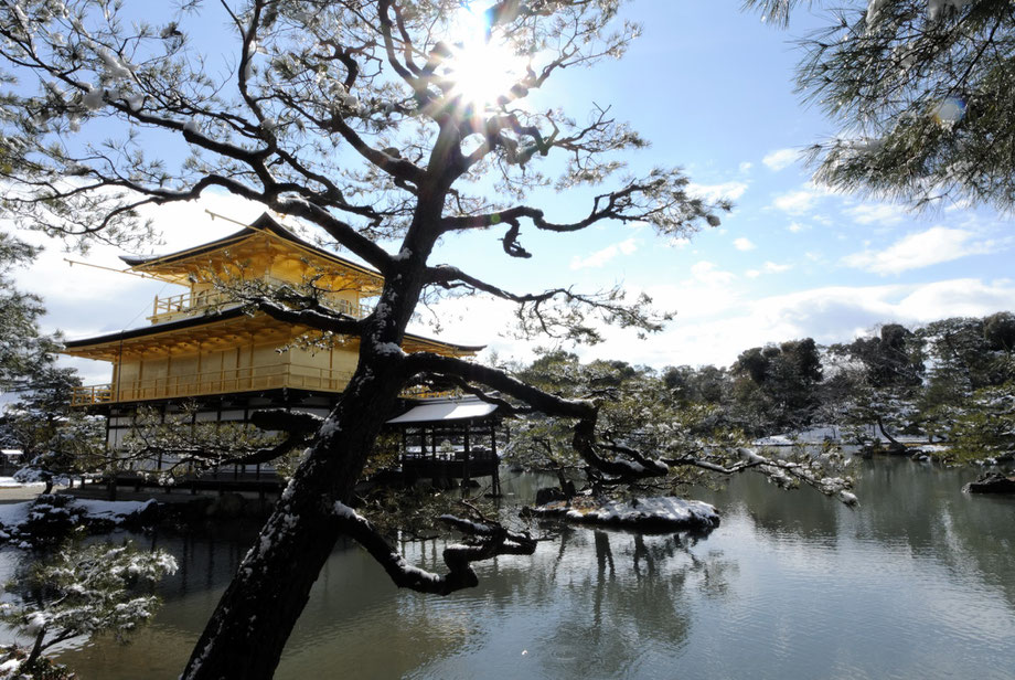 雪化粧の金閣寺