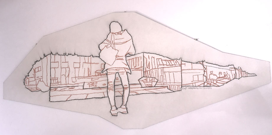 Variation2; 2024; 90x40cm; Kohle- und Kreidezeichnung auf Papier