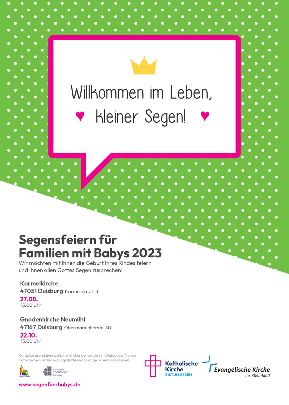 Plakat Segensfeiern für Familien mit Babys 2023