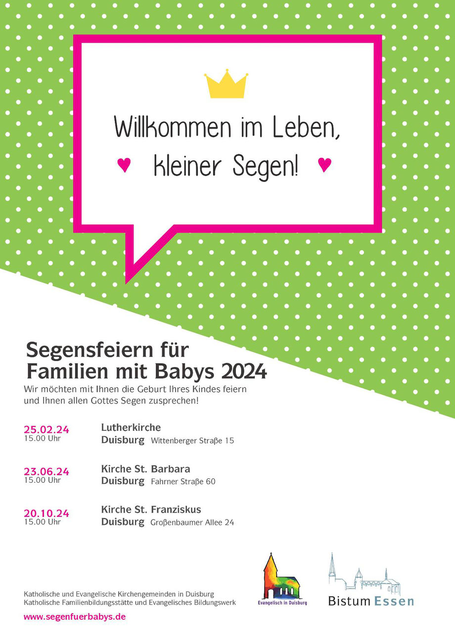 Plakat Segensfeiern für Familien mit Babys 2024