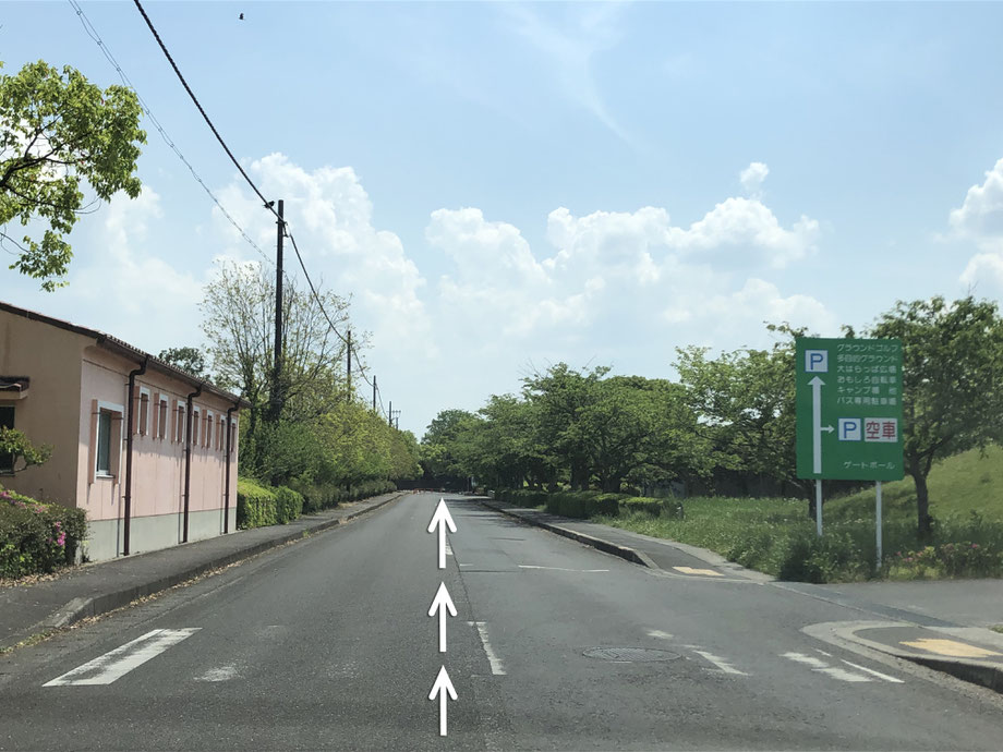 直進すると右手に駐車場案内の看板がありますが、無視して直進します