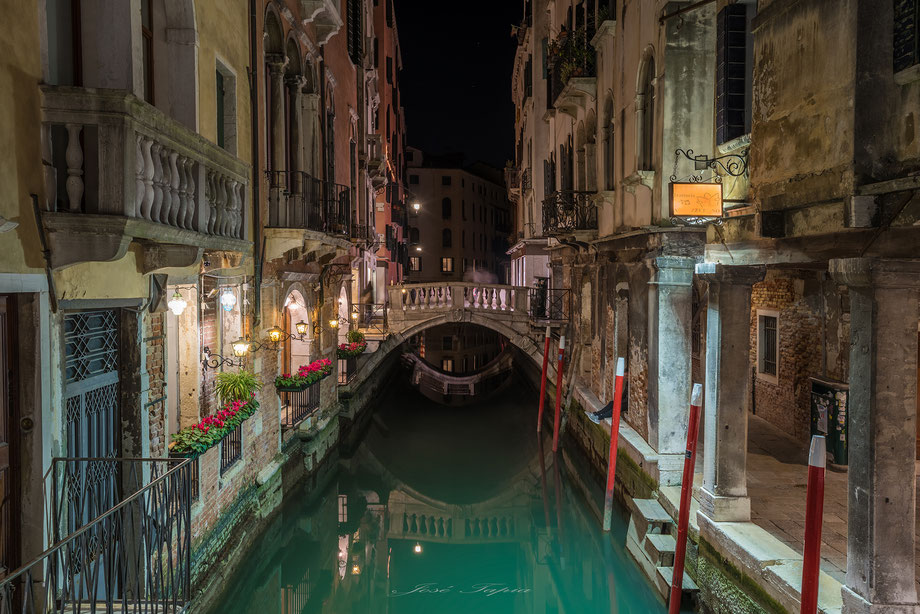                                                "DREAMED DESIRE". A nice corner in Venice at night, Italy. Multi exposure, method Jose Tapia.