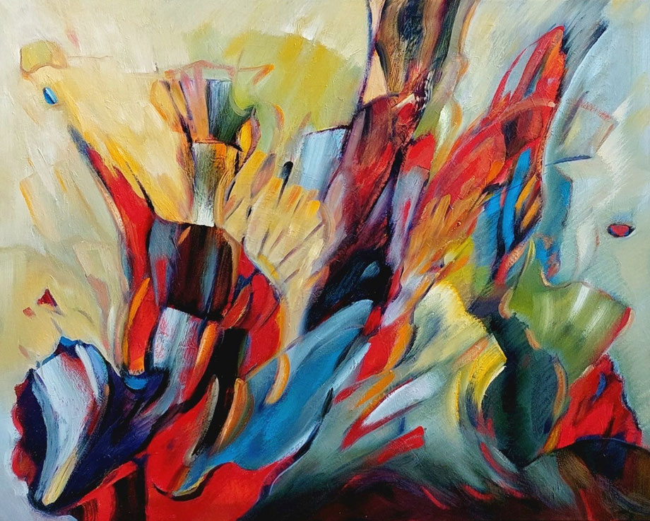 Abstract natuur fantasie van Moeder Aarde 1  🌏 Olieverf op doek  100 x 80 cm 