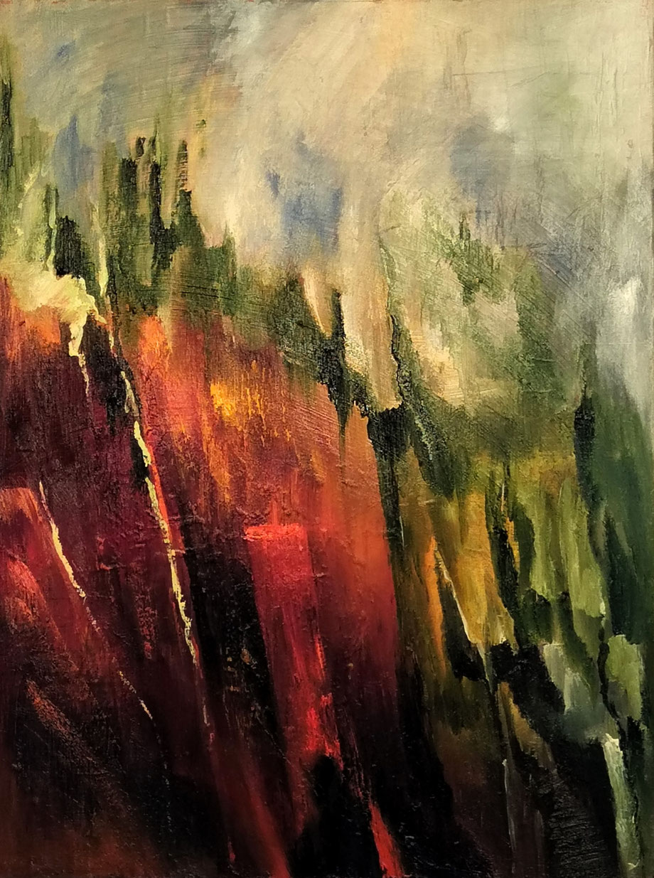 De vuurrode rots - 80 x 60 cm