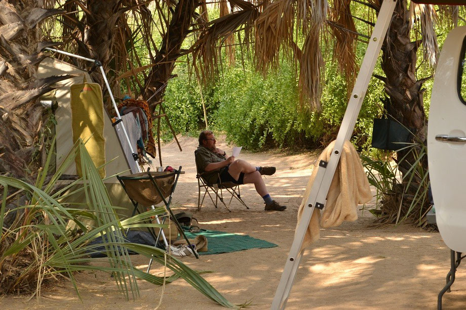 Pete found a shady reading spot