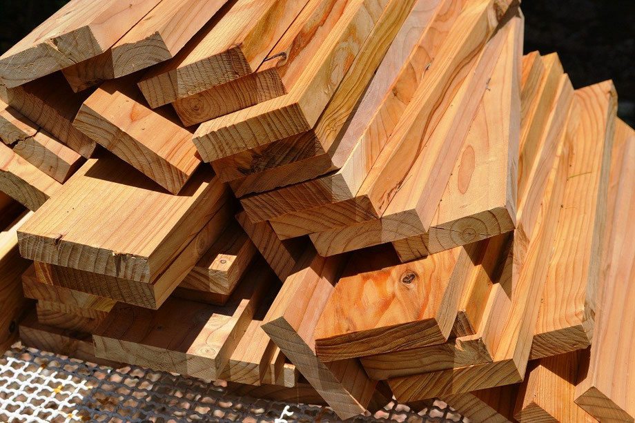 Chunks of Cedar which we use to make bases for our planters