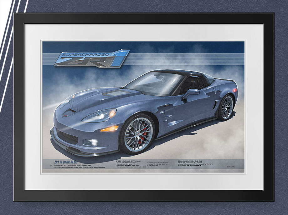 2012 Corvette ZR1 Chevrolet 100 Years Commemorative Edition printed drawing - 4 printed specifications available