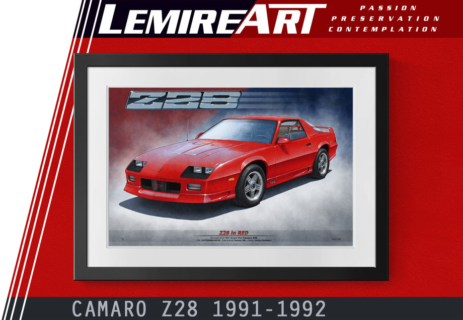 Dessin imprimé personnalisé Camaro Z28 1991 1992