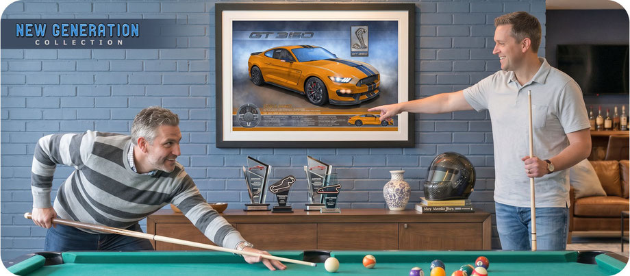 Collection de dessins imprimés de Mustang, BOSS 302 et Shelby de haute performance dessiné par Alain Lemire de Lemireart