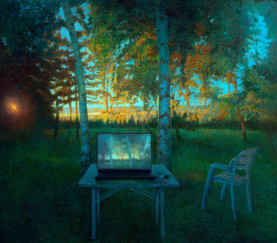 Hanno Karlhuber - Der Laptop - Acryl/Öl auf Hartfaser, 70 x 80 cm, 2012