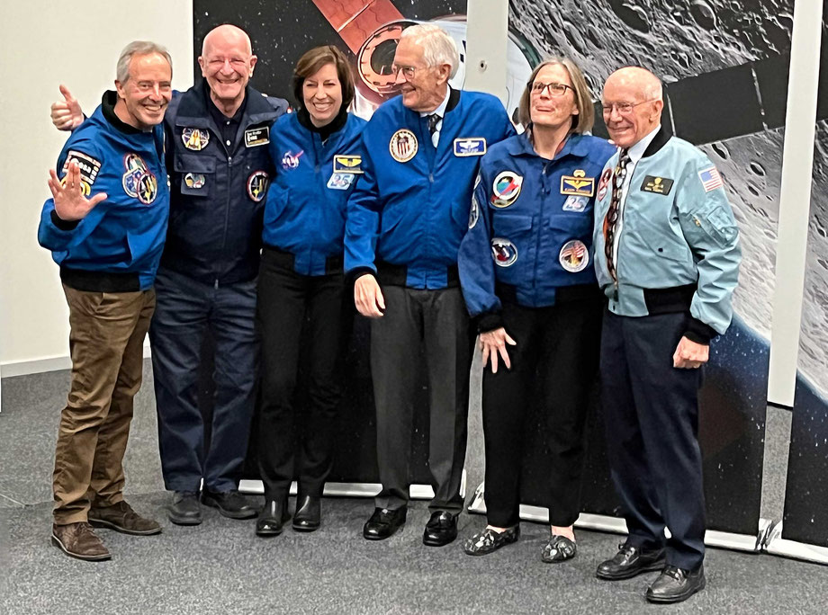 Legends of Space: Jean-Francois Clervoy, Claude Nicollier, Ellen Ochoa, Charlie Duke, Kathy Sullivan, Gerry Griffin, Picture taken in Lausanne 19.03.2022