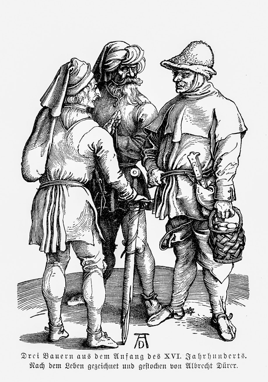 Bild: So kann man sich die Weininger Bauern vorstellen, «nach dem Leben gezeichnet und gestochen von Albrecht Dürer»