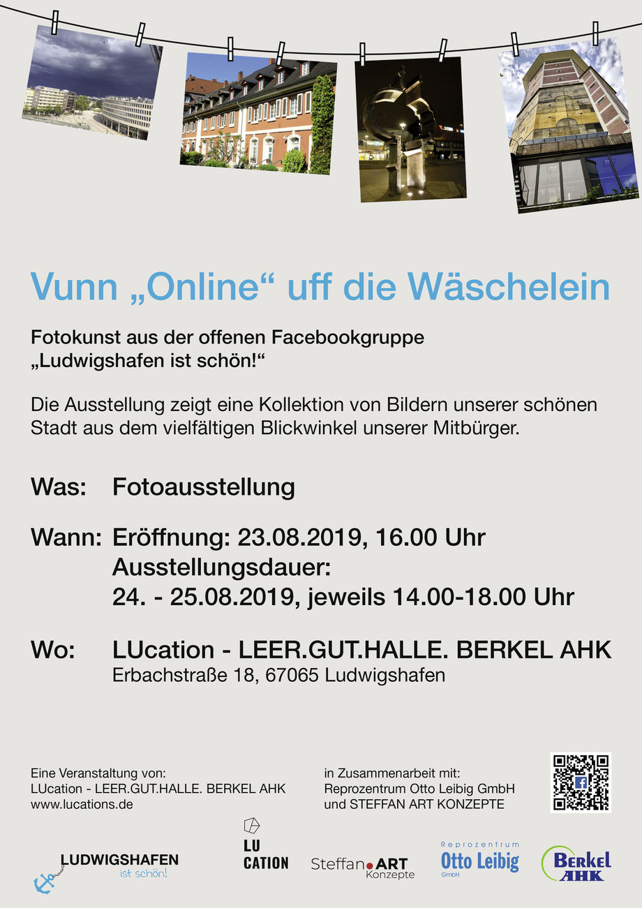  Plakat Vuun "Online" uff die Wäschelein_ LUcation - LEER.GUT.HALLE. BERKEL AHK 