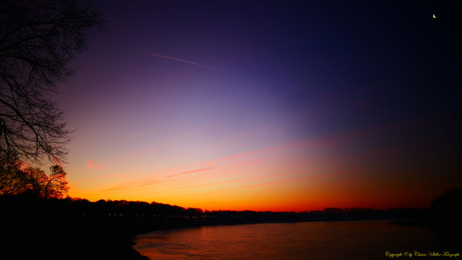 Sonnenaufgang, Kornfeld, Baum, Sonnenstrahlen, Wolken, Rhein,