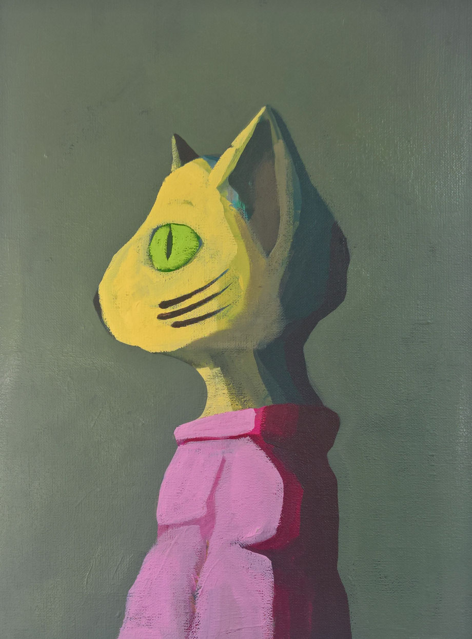 dressed cat - Acryl auf Leinwand, 40x30cm, 2016 | verkauft